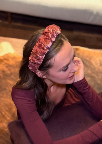 Viola Narrow Velvet Headband – Smoky Burgundy