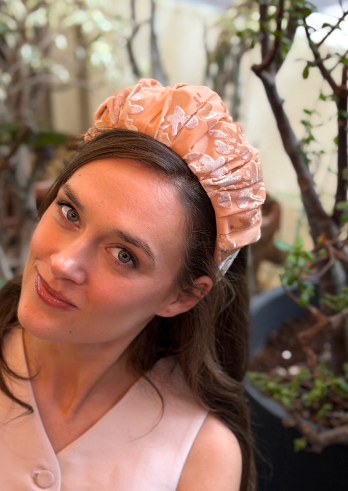 Viola Wide Velvet Headband – Nude
