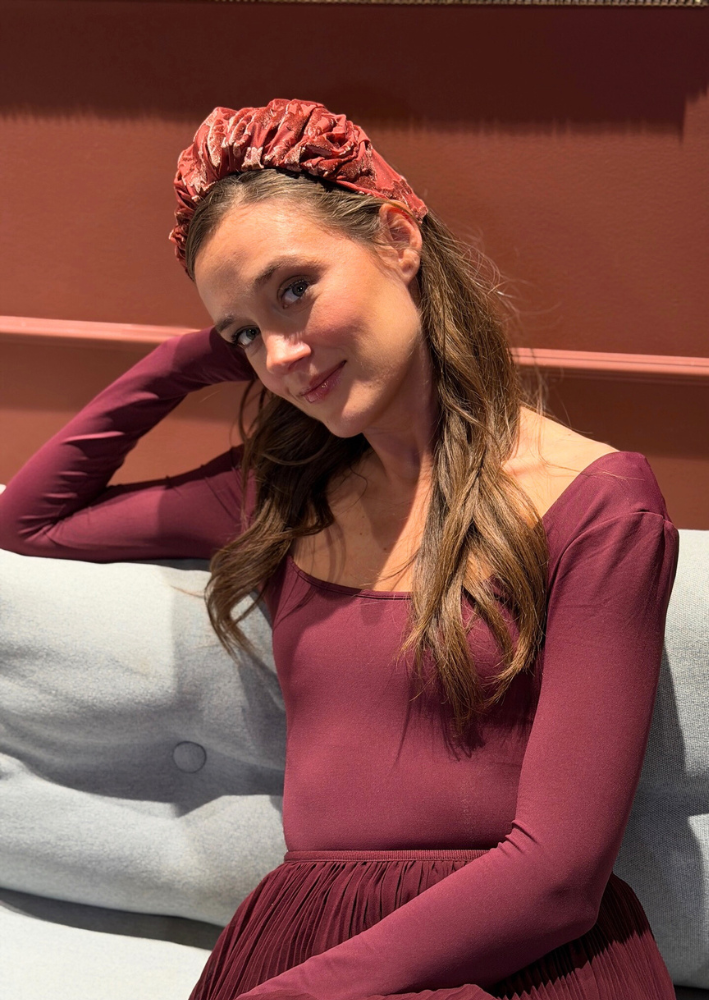 Viola Wide Velvet Headband – Smoky Burgundy