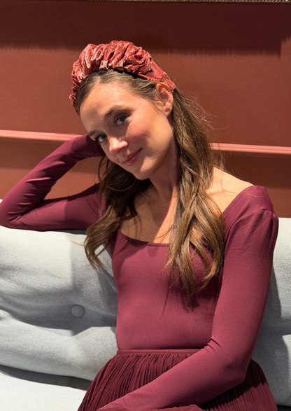 Viola Wide Velvet Headband – Smoky Burgundy