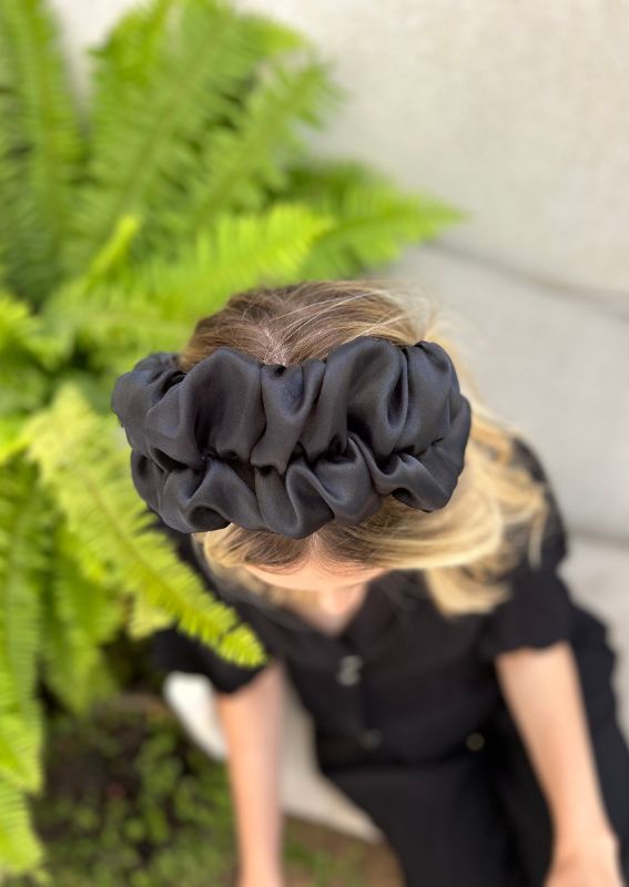 Medium Renee Headband, Black Organza