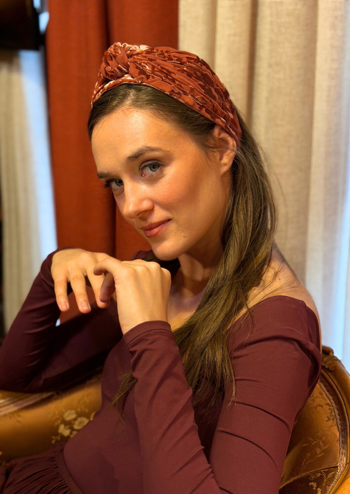 Maya Wide Headband – Smoky Burgundy