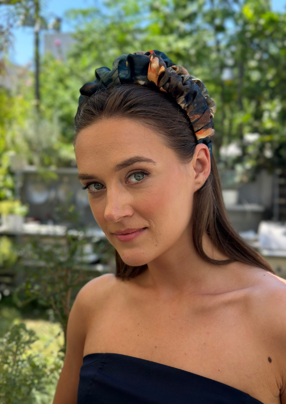 Medium Nemesis Headband, Turquoise Print