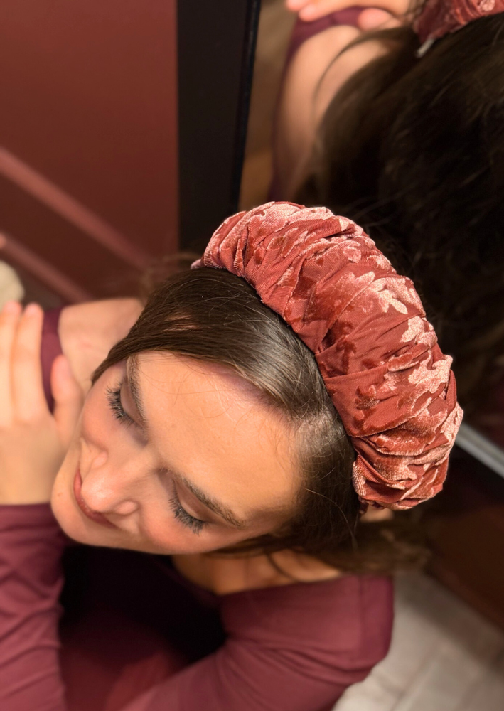 Viola Medium Velvet Headband – Smoky Burgundy