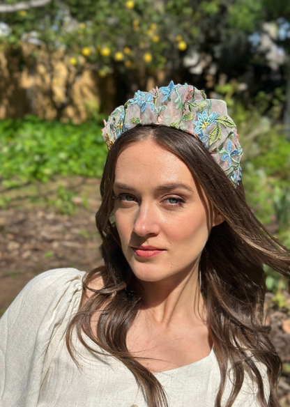 Medium Viola Headband, Floral Nude