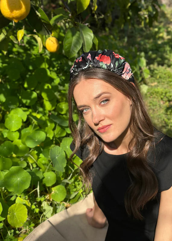 Medium Mila Headband,Black Floral
