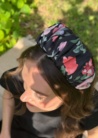 Medium Mila Headband,Black Floral