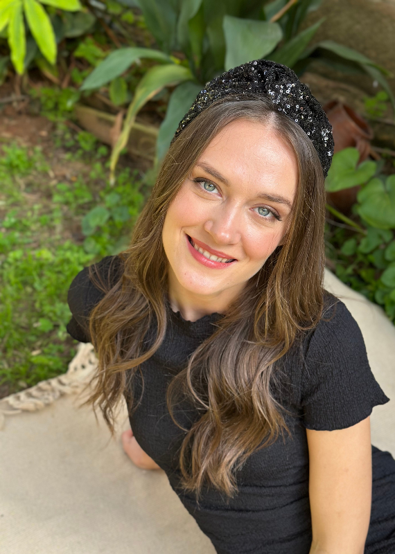 Zoe Headband, Black Sequins