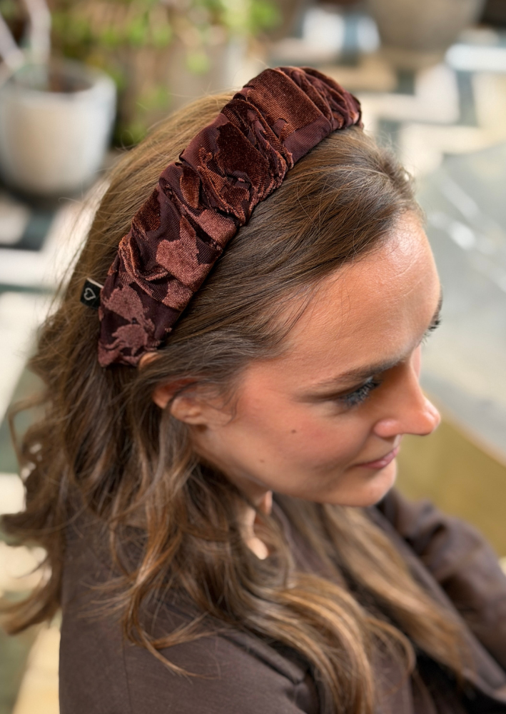 Viola Petite Velvet Headband – Chocolate Brown