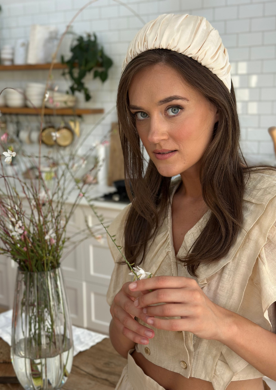 Wide Mila Headband, Cream