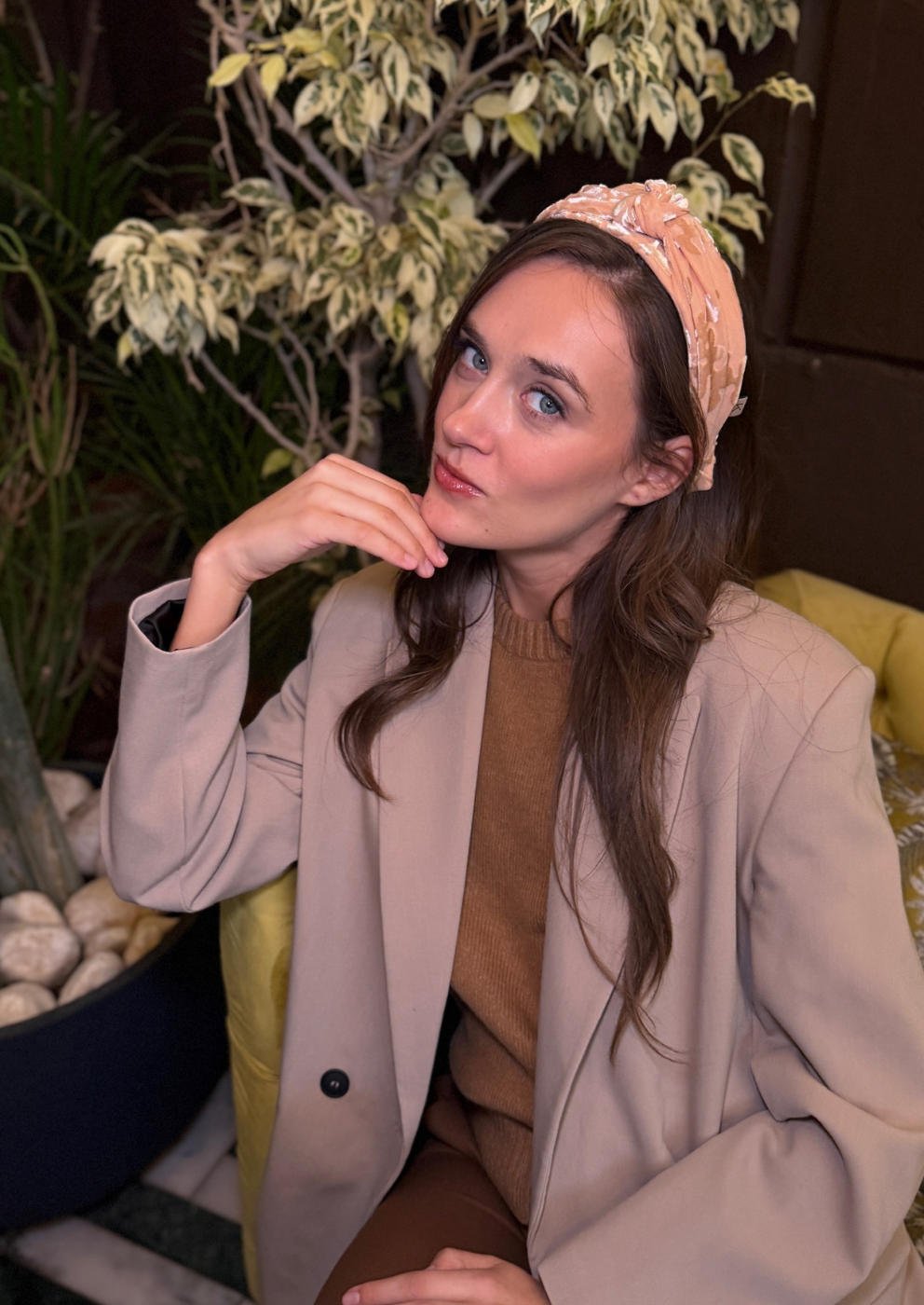 Maya Narrow Headband – Nude