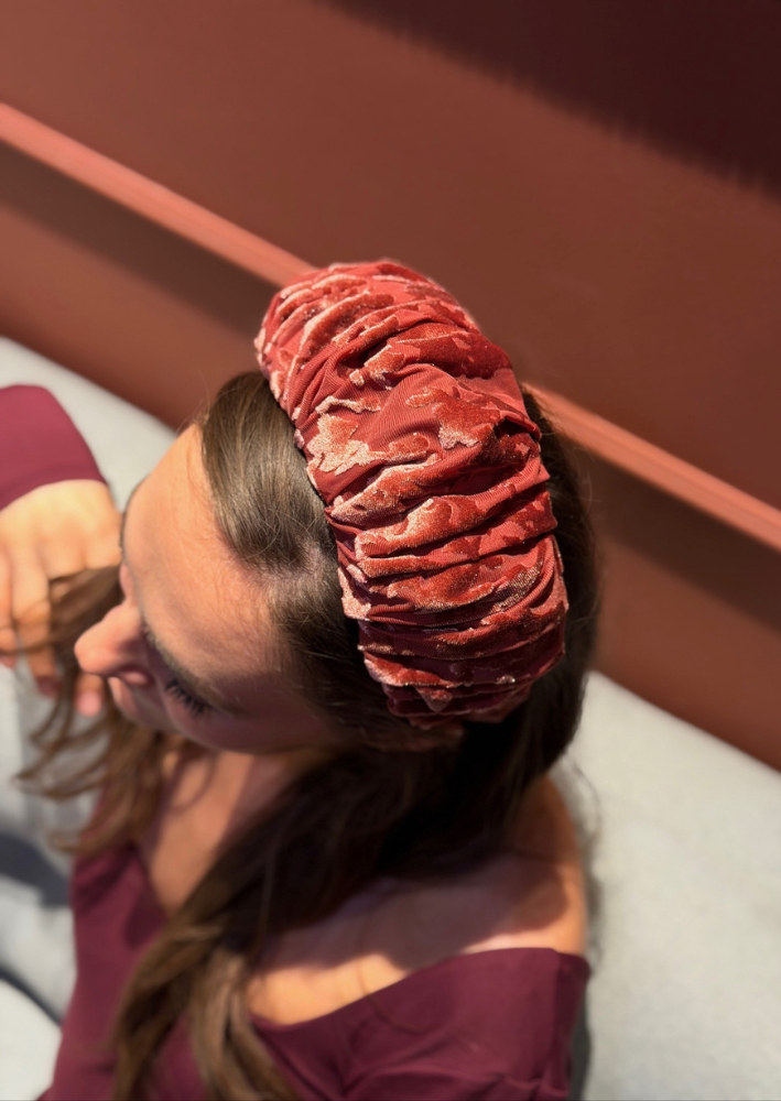 Viola Wide Velvet Headband – Smoky Burgundy