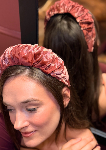 Viola Medium Velvet Headband – Smoky Burgundy