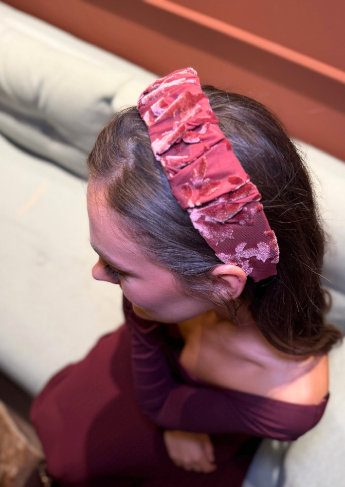 Viola Petite Velvet Headband – Smoky Burgundy