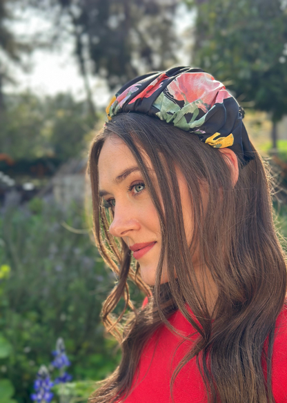 Wide Mila Headband,Black Floral