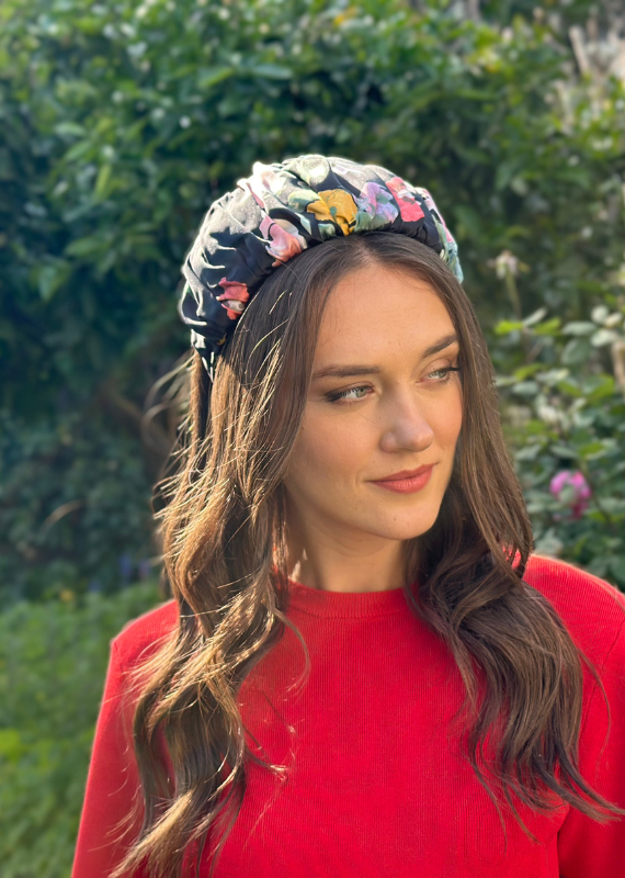 Wide Mila Headband,Black Floral