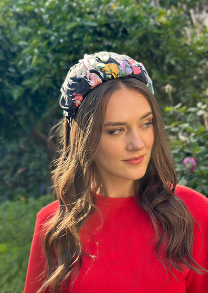 Wide Mila Headband,Black Floral