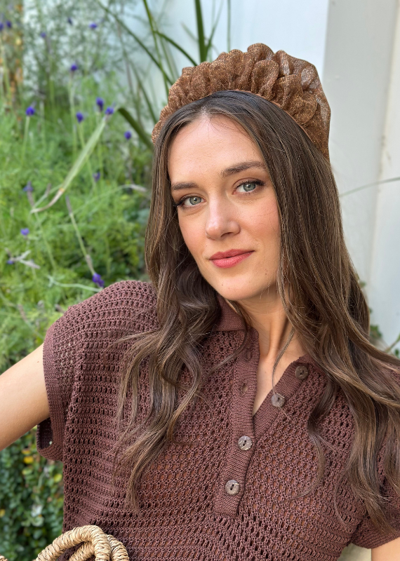 Wide Renee Headband, Golden Tiger