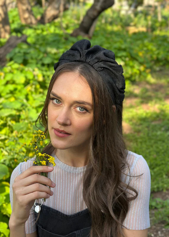 Medium Celine Headband,  Black Denim