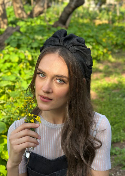 Medium Celine Headband,  Black Denim