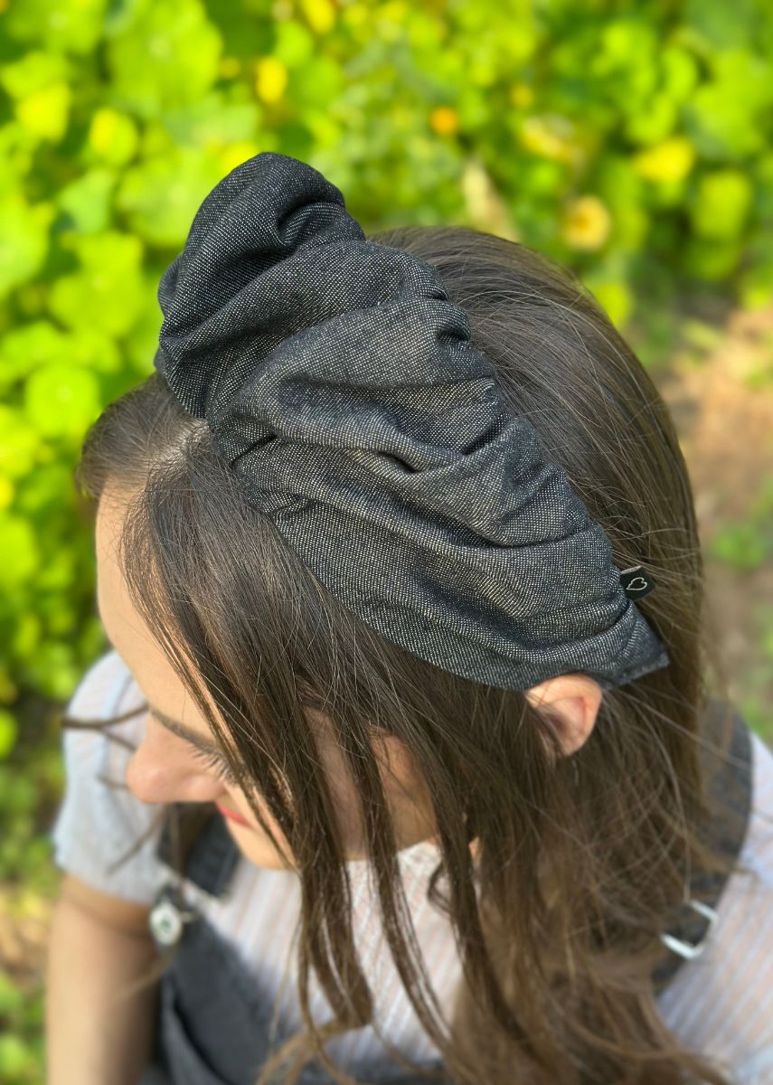 Celine,Tie-in-Back, Black Denim