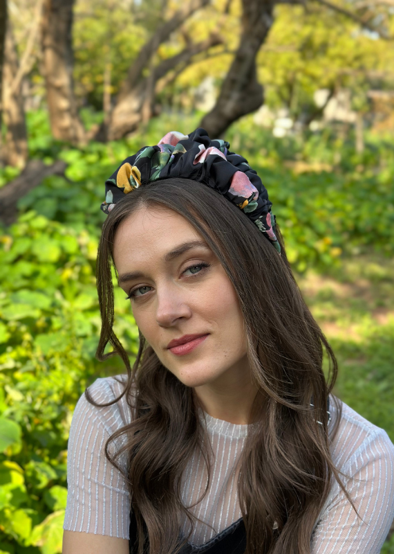 Medium Nemesis Headband, Floral Black