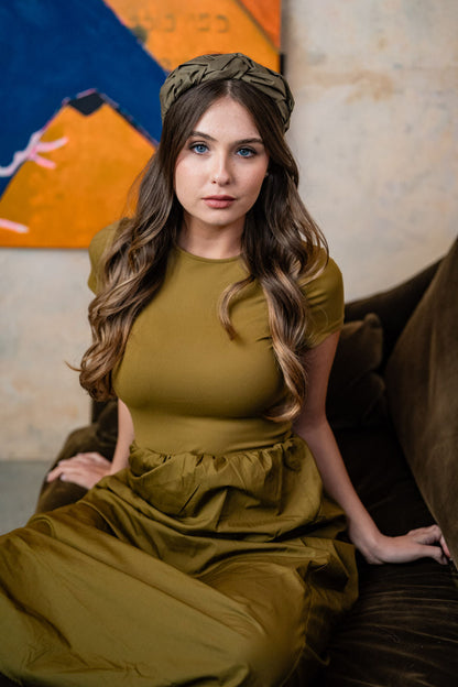 Luna Narrow Olive Green Headband