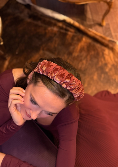 Viola Narrow Velvet Headband – Smoky Burgundy