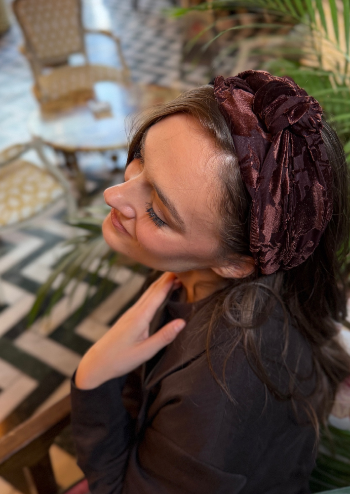 Maya Tie Headband – Chocolate Brown