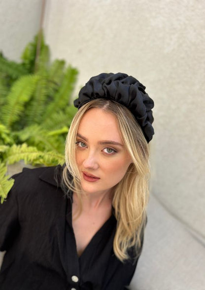 Medium Renee Headband, Black Organza