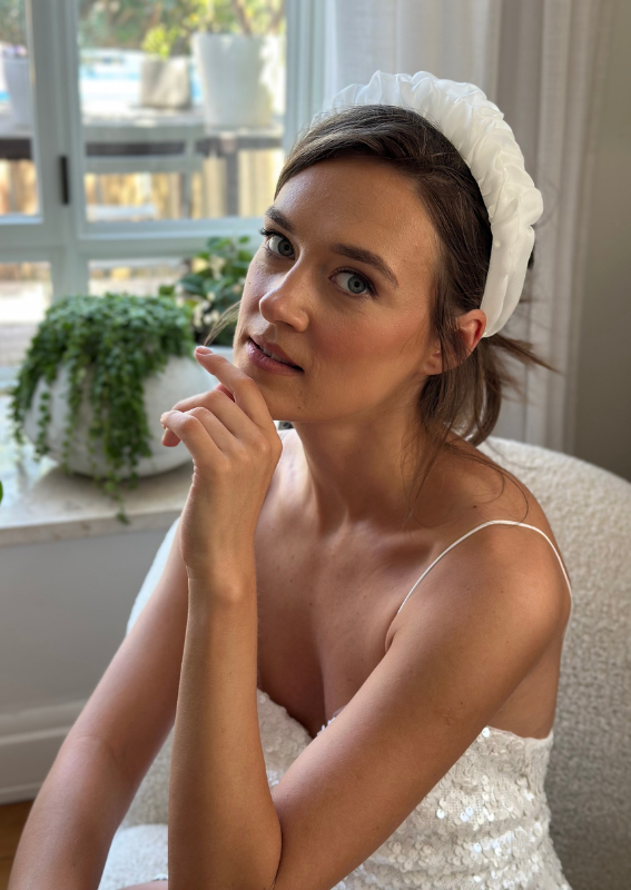 Petite Renee Headband, White Organza
