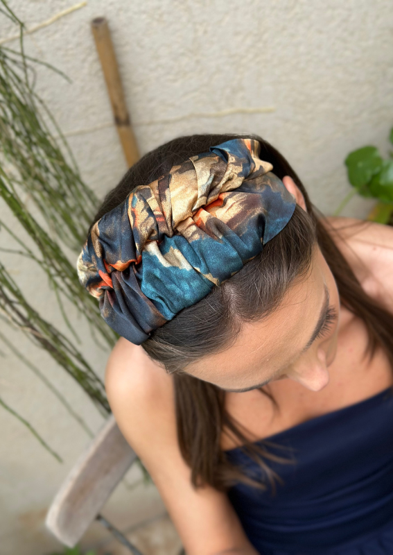 Nemesis, Tie-in-Back, Turquoise Print