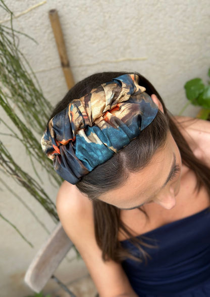 Nemesis, Tie-in-Back, Turquoise Print