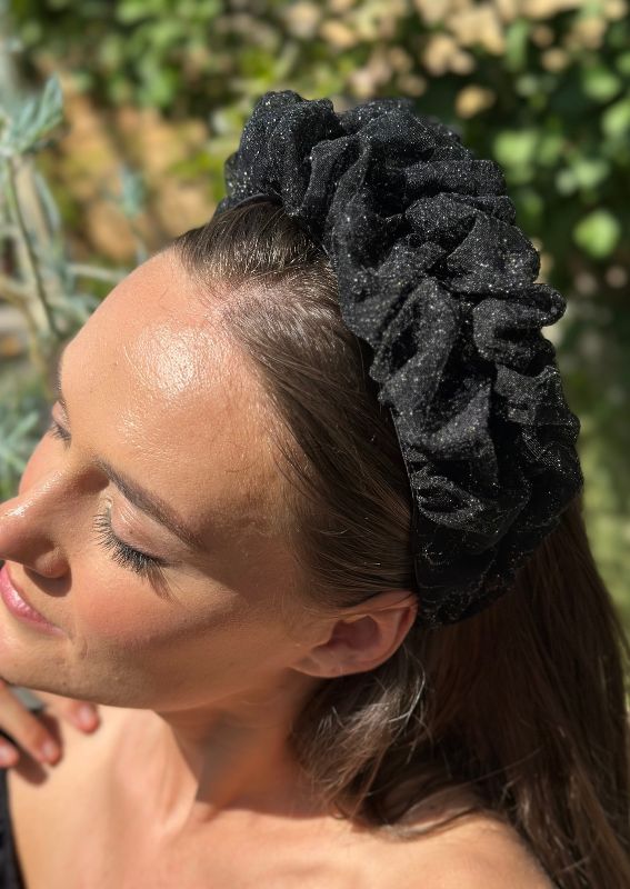 Medium Renee Headband, Crystal Black