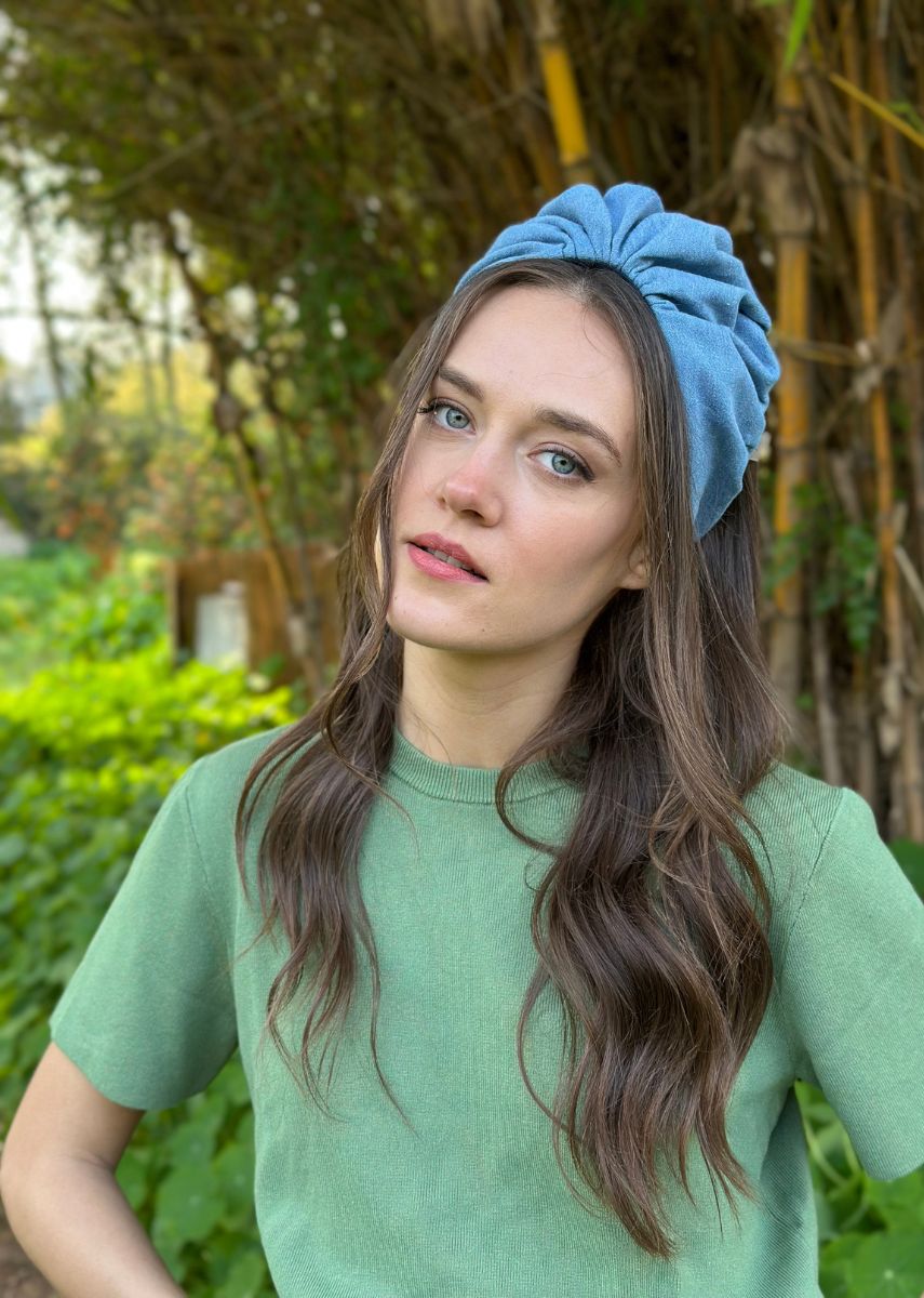 Wide Celine Headband,Denim