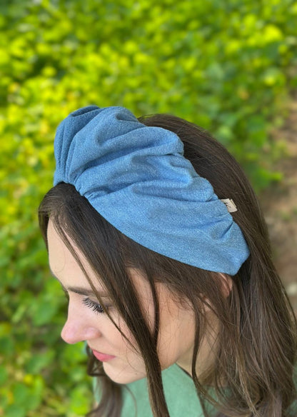 Wide Celine Headband,Denim