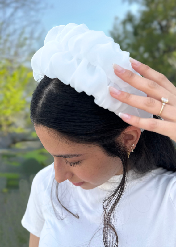 Medium Renee Headband, white pearl