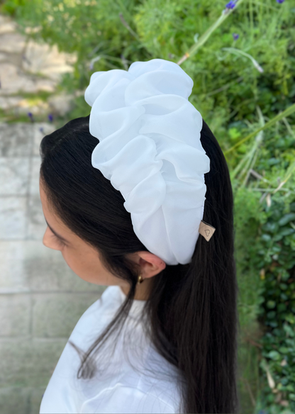 Medium Renee Headband, white pearl