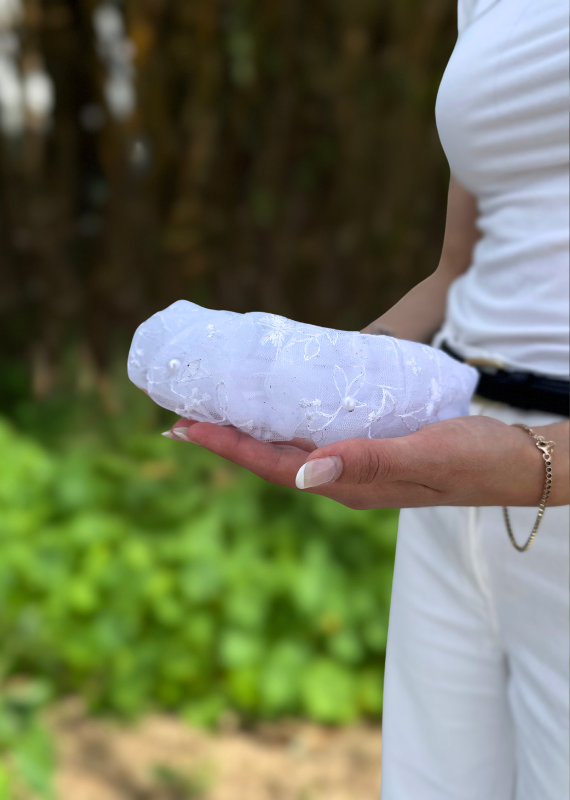 Viola headband, white with pearls