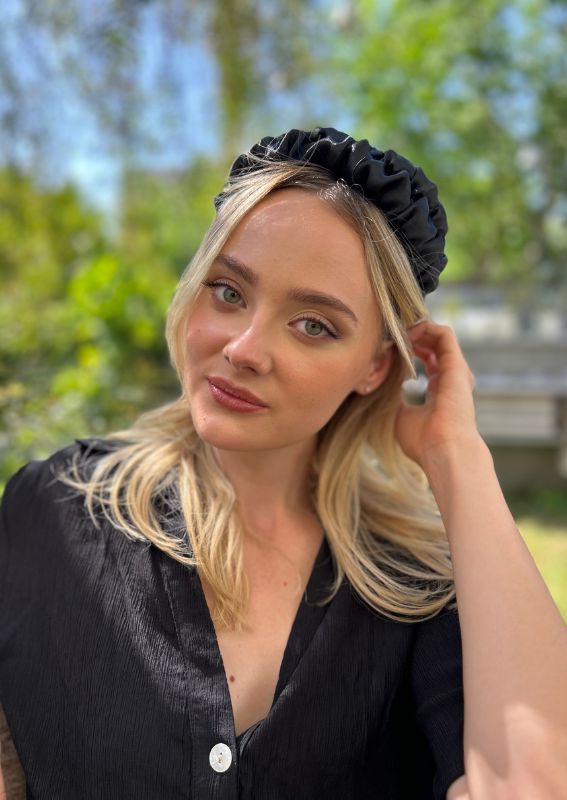 Petite Renee Headband, Black Organza