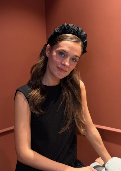 Viola Wide Velvet Headband – Black