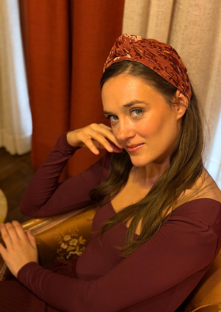 Maya Wide Headband – Smoky Burgundy