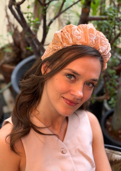 Viola Wide Velvet Headband – Nude