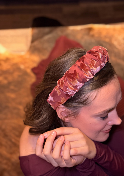 Viola Narrow Velvet Headband – Smoky Burgundy