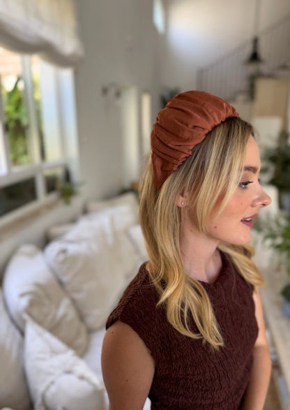 Wide Mila Headband, Terracotta