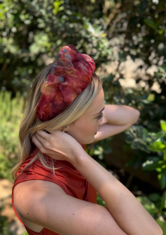Medium Renee Headband, Orange Print