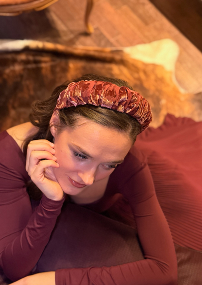 Viola Narrow Velvet Headband – Smoky Burgundy