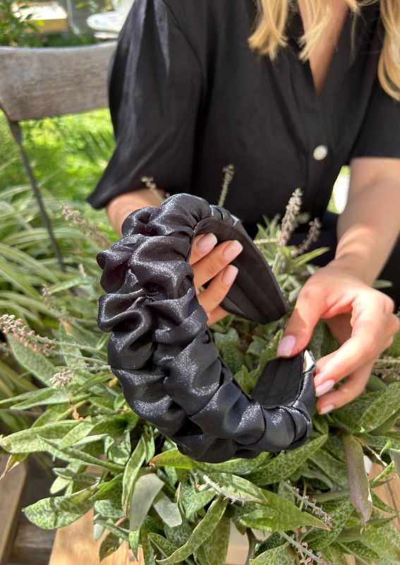 Petite Renee Headband, Black Organza