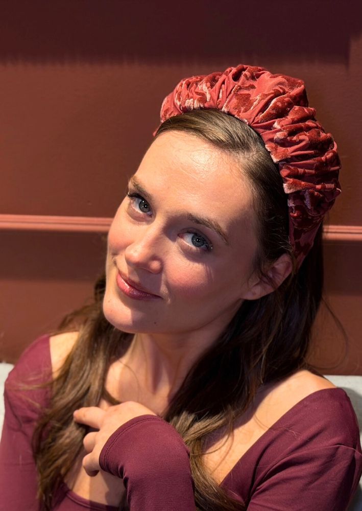 Viola Wide Velvet Headband – Smoky Burgundy