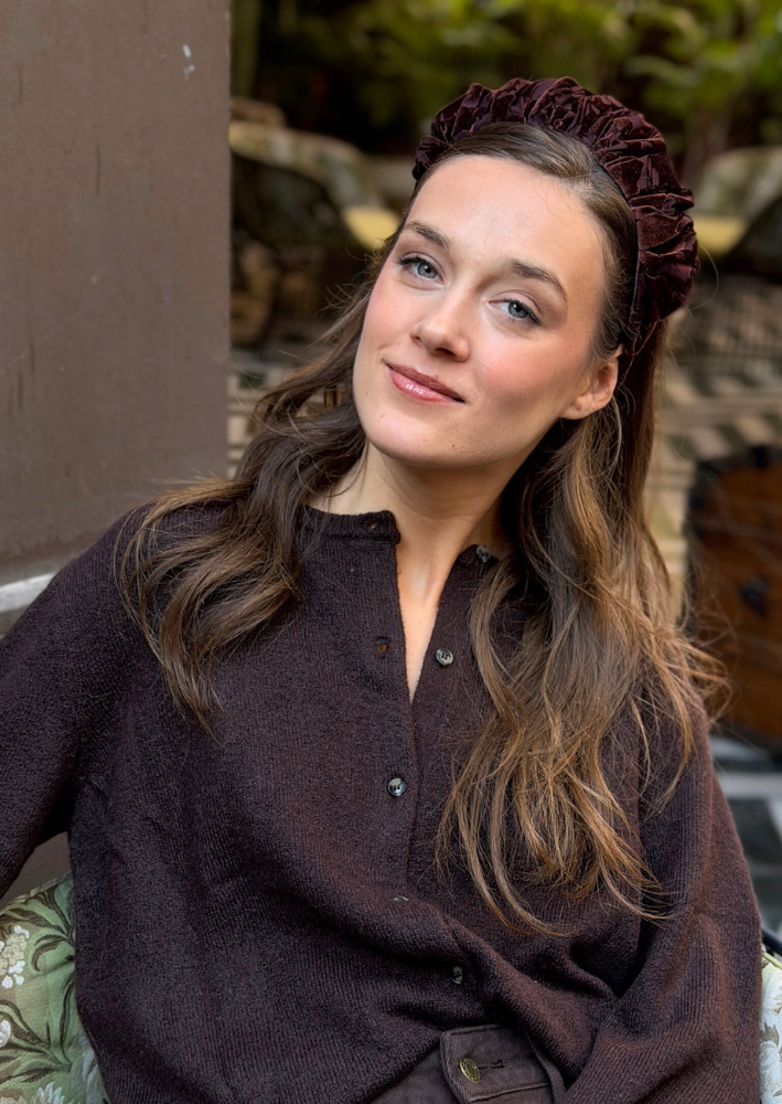 Viola Medium Velvet Headband – Chocolate Brown